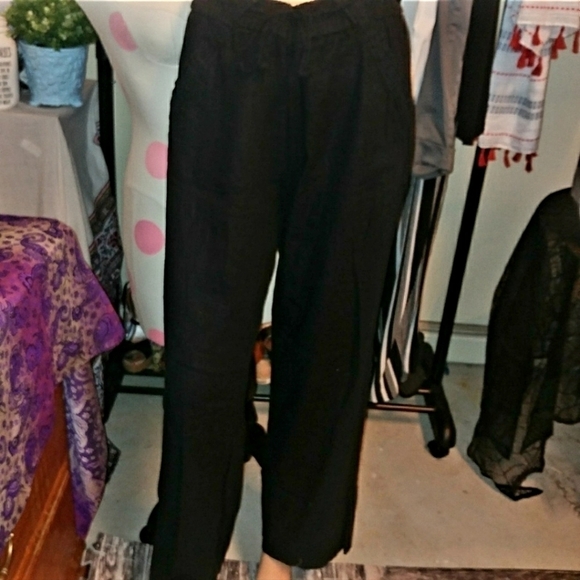🎀 Maurices Black Wide Leg Linen Palazzo Pants EUC - Picture 3 of 12